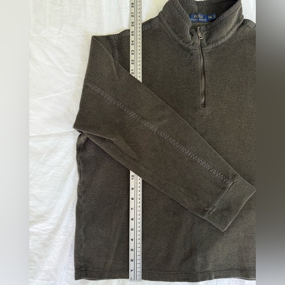 Polo Ralph Lauren Men’s XXL Quarter Zip Mock Neck Pullover Olive Green Cotton - Picture 9 of 10